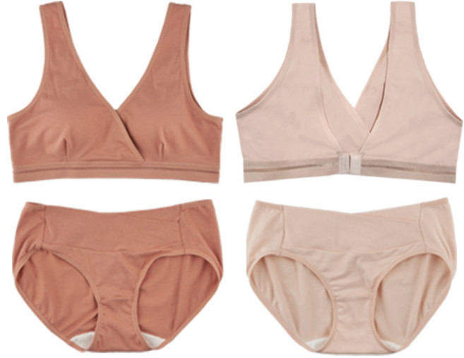 뉴니끄 솔리드 후크랩 수유브라 + 팬티 2종 세트