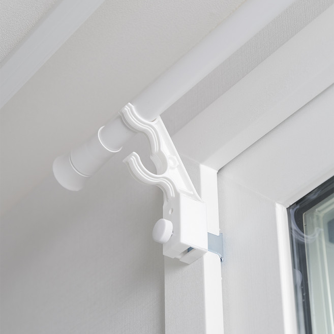 생활백서 못 없이 설치하는 안뚫어고리 2p + 커튼봉 + 후사고리 2p 세트 일반형 8자, 화이트