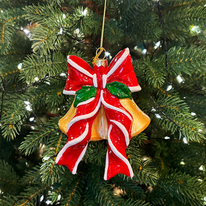 크리스마스 징글벨 트리오너먼트, 레드, 11cm, 1개