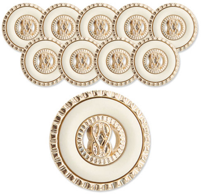 동대문단추왕 88콤비 단추 18mm, 골드아이보리, 10개