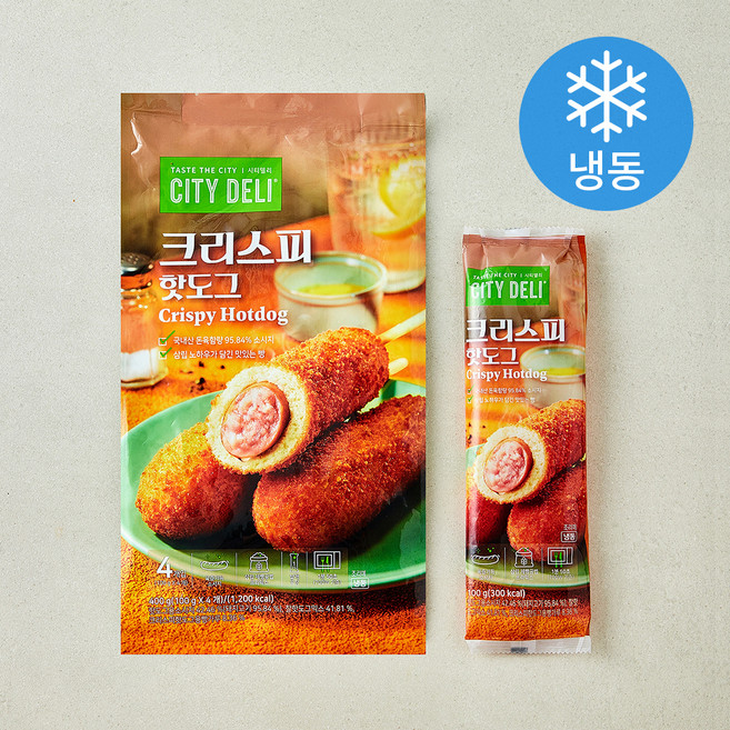 삼립 시티델리 크리스피 핫도그 (냉동), 100g, 1개, 4개입