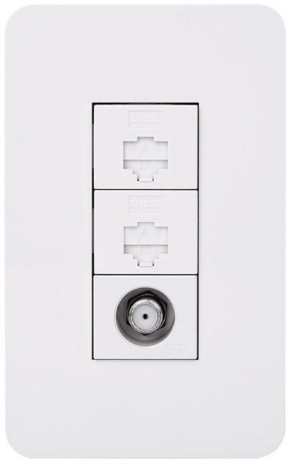 제일전기 전등 스위치 커버 8P 2구+CATV 2방 화이트, 1개