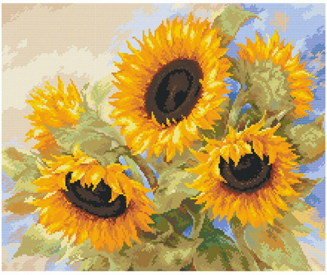 居家裝飾向日葵十字繡套組, 1個, 混合色