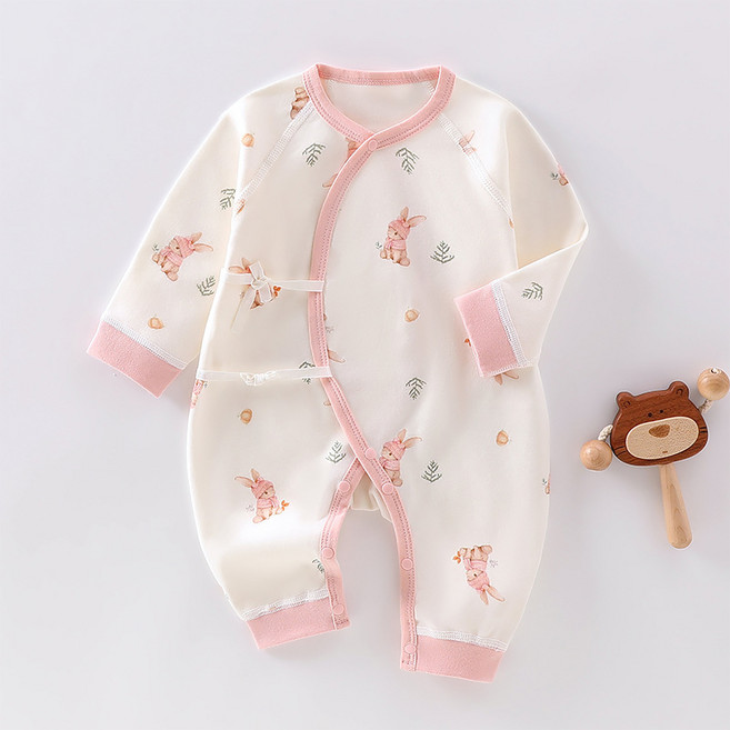 Bebeniz 新生兒用柔軟圖案純棉紗布連身衣