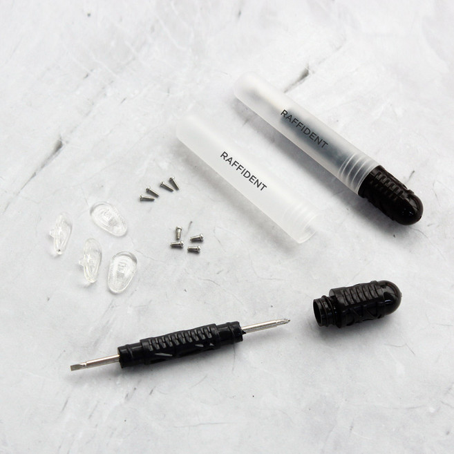 라피던트 안경 수리 키트 미니 양면 드라이버 + 실리콘 코받침 + 나사 [2세트]