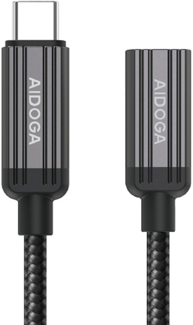AIDOGA 艾迪伽 鋼鐵系列 USB-C-Type-C PD轉接延長充電傳輸線 240W快充 QC5.0, 鈦灰色, 100cm, 1條