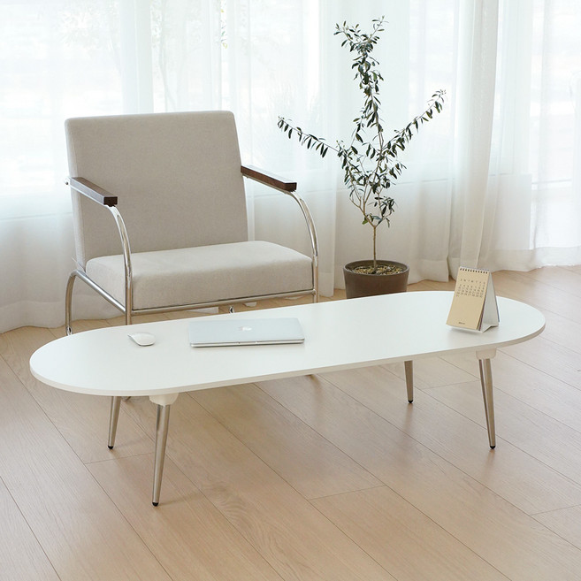 레몬트리 국내제조 E0 LPM 스틸 접이식 타원형 1500 테이블, 스노우 화이트