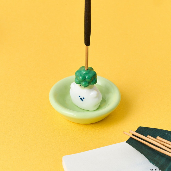 버터 베지갱 브로씨 멍솜이 세라믹 인센스 홀더, 그린