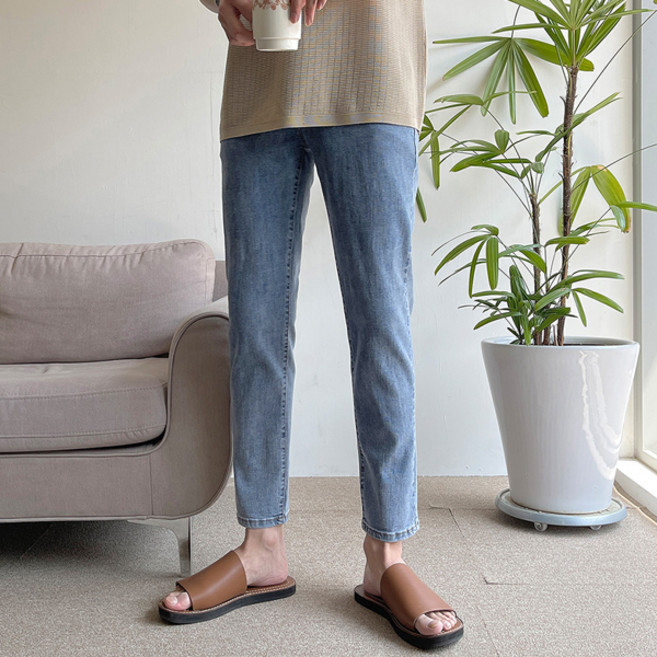 조군샵 빅사이즈 엘스트 인밴딩 데님팬츠 P6276