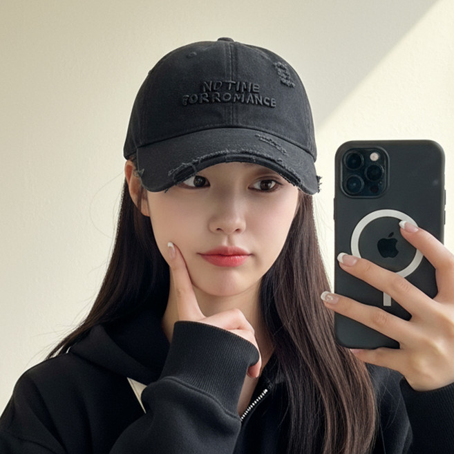 미다미 노맨스 워싱 데미지드 데일리 자수 포인트 볼캡 1632