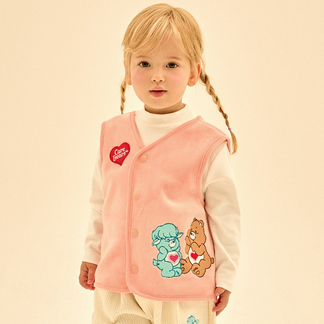 Care Bears 童款溫柔小羊&小熊刺繡天鵝絨背心