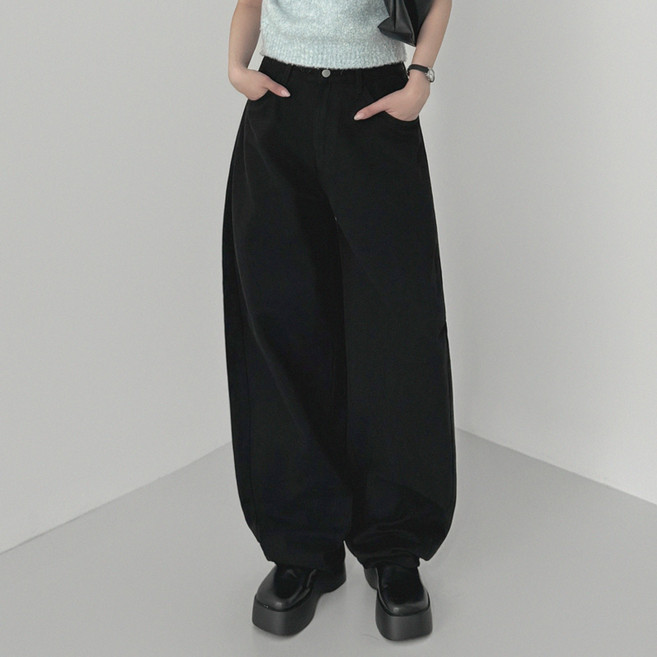 유라잇 여성용 숏/기본/롱 유핏 3탄 커브드 벌룬핏 와이드 코튼팬츠 322236