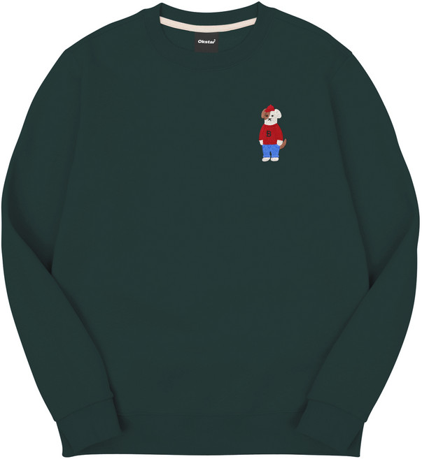 옥스타 남녀공용 미니미 강렬한 브로독 자수 특양면 맨투맨 1SSP005