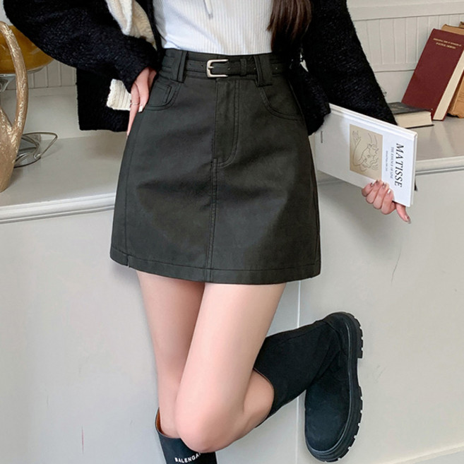 루나걸 여성용 밀리 레더 미니 스커트 L25FSK080722