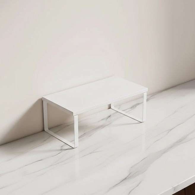 마켓피아 모니터 받침대 데스크 정리대 미니 테이블 대형 40 x 20 x 16.2 cm, 흰색 + 흰색 프레임