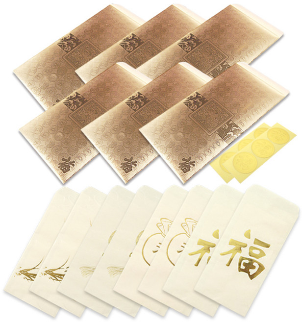 투영디자인 한지 돈봉투 8p +골드 용돈봉투 6p, 랜덤발송(한지돈봉투), 학띠(골드용돈봉투), 1세트