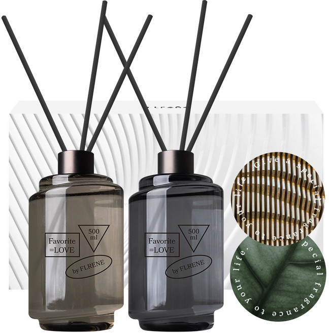 플렌느 트위스트 디퓨저 500ml x 2p + 디자인 코스터 2p 세트, 화이트코튼, 1개