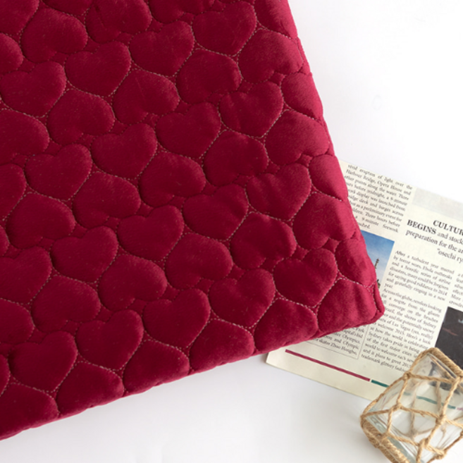 하트 조이 누빔 4온스 부드러운 극세사 홈패션 원단, 딥레드, 1개