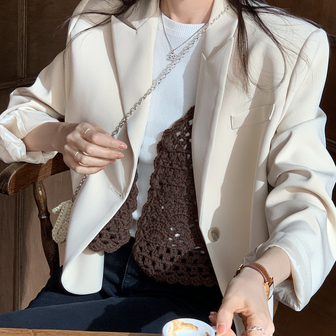 뜨개사계절 DIY 코바늘 조끼뜨기 패키지, 밤색, 1세트