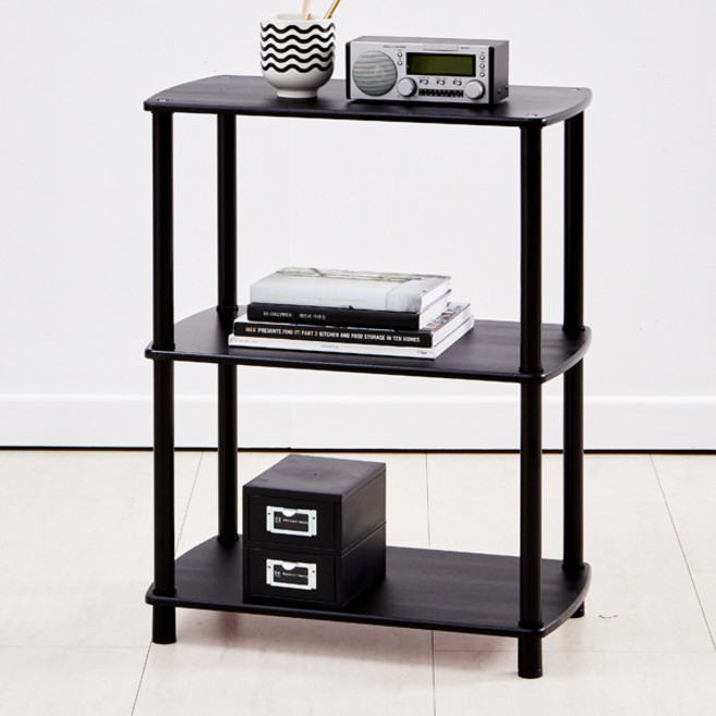 하이라인 갤러리 라운드 사각선반, 블랙, 3단