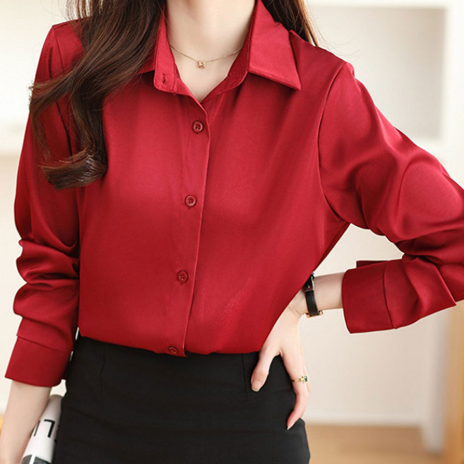 더시럽 여성용 구김없는 링클프리 컬러 베이직 셔츠 B