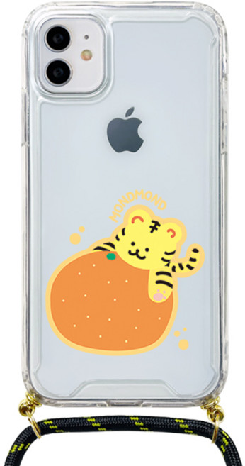 몬드몬드 타이거 후르츠 목걸이 스트랩 투명 휴대폰 케이스