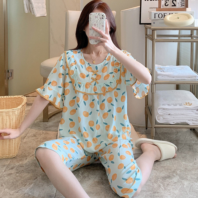 피어니스트 여성용 냉감 소프트 러블리 반팔 잠옷 상하의 세트