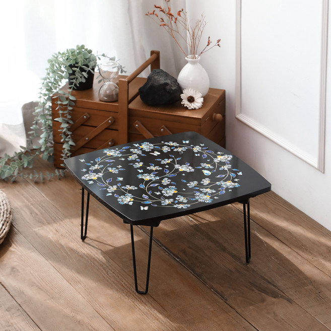 스토리퍼니쳐 국내생산 E0 자개 아트 테이블 사각 400, 06 잔꽃나비