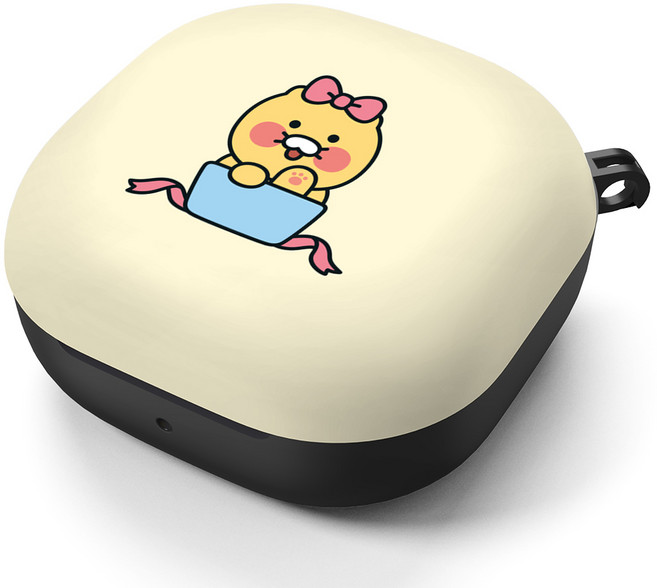 KAKAO FRIENDS 基本款 Galaxy Buds2 pro/Buds2/Buds Pro/Buds Live 硬殼保護套, 單一商品, 蝴蝶結春植(米色)