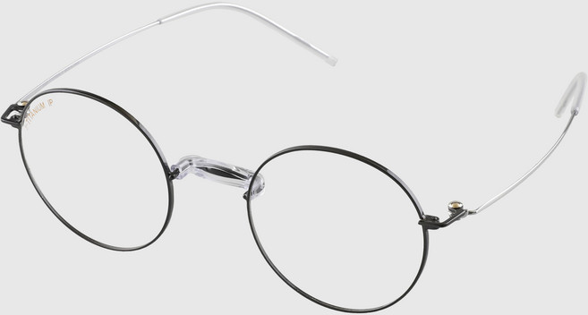 NUELEMEN 圓形圓潤纖薄IP β鈦情侶時尚無鼻墊雙色馬鞍鼻樑眼鏡框