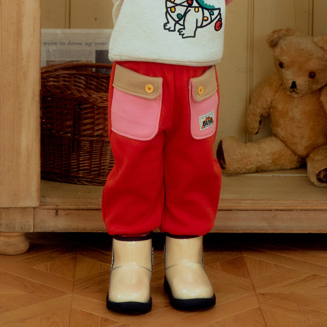 퍼스트블루 아동용 포켓배색 조거 바지