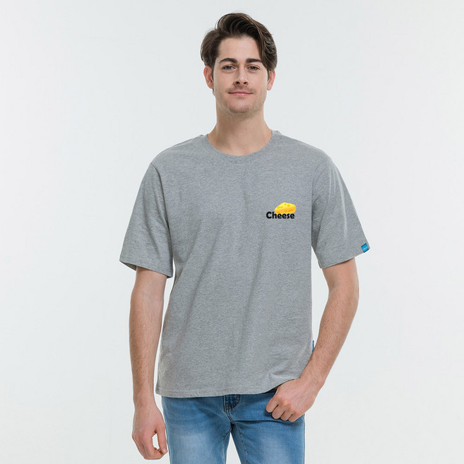 진마니아 남녀공용 치즈 라운드넥 반팔티 CS0T75