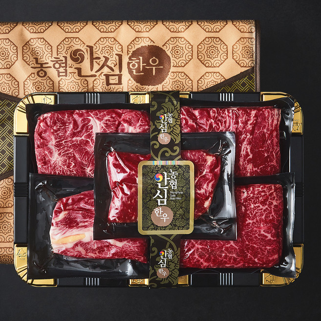 농협안심한우 1등급 등심 200g + 채끝 200g + 갈비살 200g + 부채살 200g + 살치살 200g (냉장), 1세트