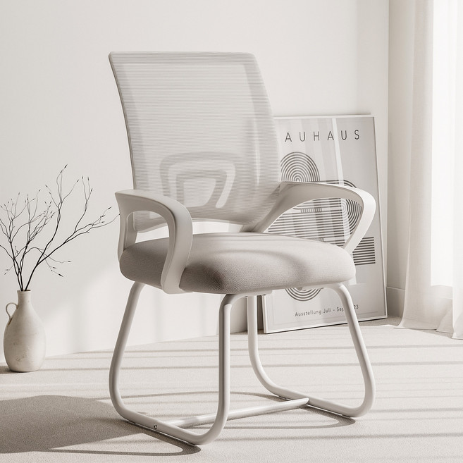 LOGOSTORY AIR-CF 無輪電腦辦公室固定椅, 灰色