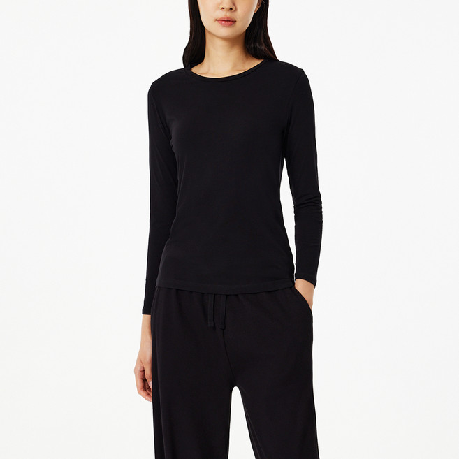 JAJU 여성용 온감 코튼 크루넥 티셔츠