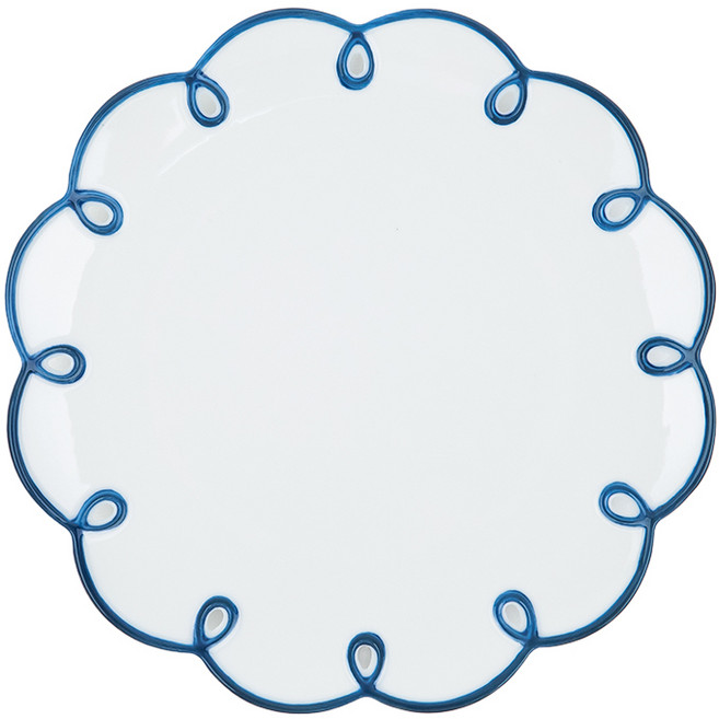 코지테이블 레트로 라인 플라워 접시, 네이비, 1개