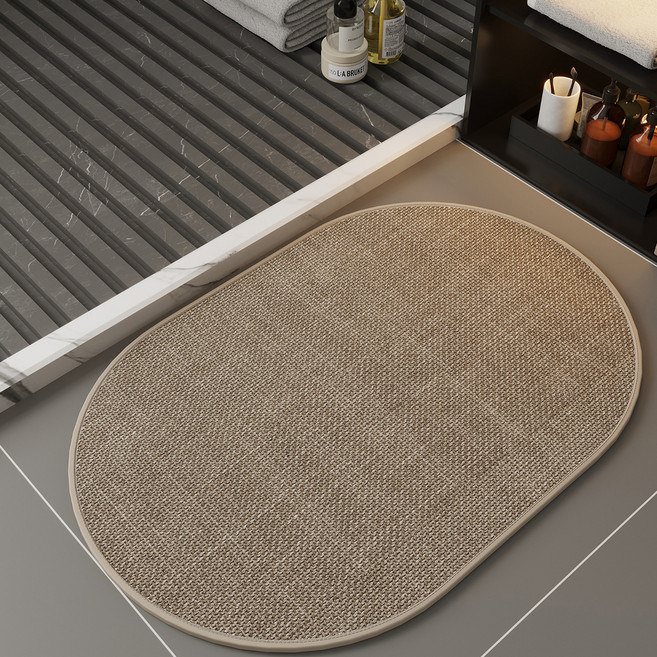 lovinglab O'tline 浴室強力吸水橢圓基本款地墊, 棕色