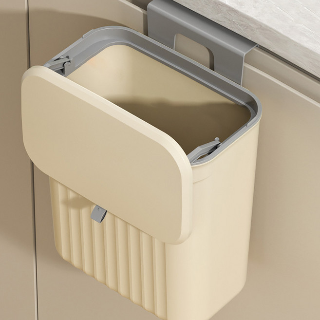 주방 음식물쓰레기통 벽걸이 8L + 전용비닐 100p 세트, 베이지(벽걸이), 1세트
