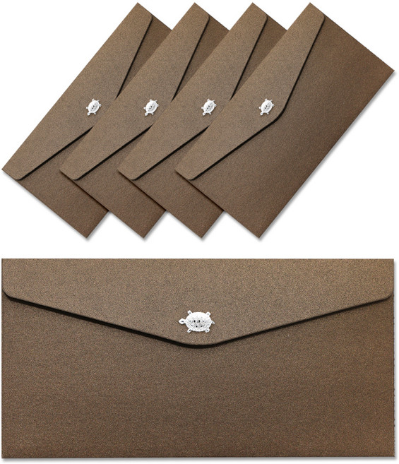 체리쉬 3D 장수거북 감사 봉투, 딥브라운 + 은색, 5개
