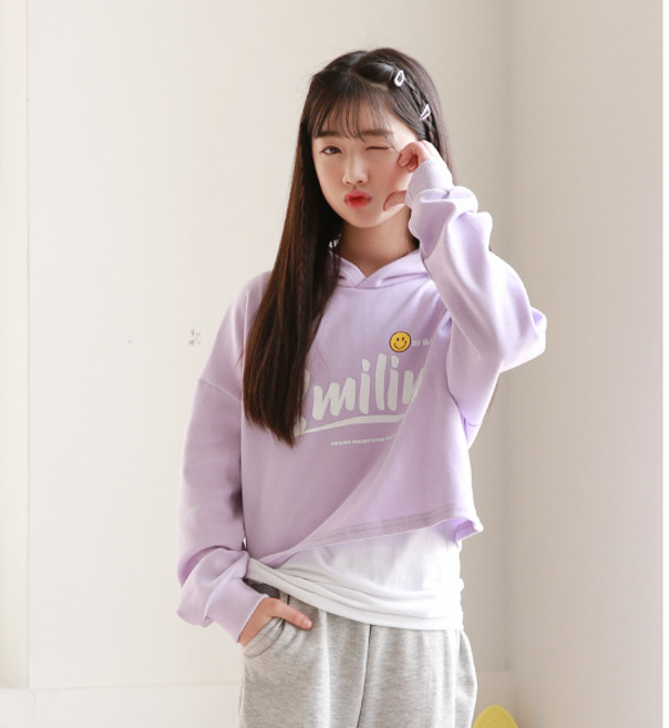 나나주니 라운드넥 스마일레이후드 티셔츠