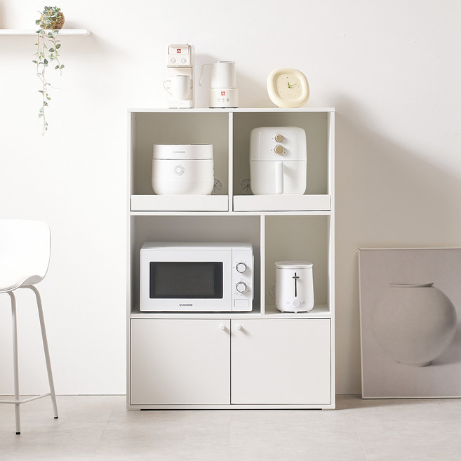 서울소호 스토리지 주방수납 멀티 선반 렌지대 800 방문설치, 화이트, 3단