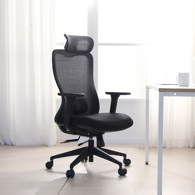 린백 사무실 컴퓨터 메쉬 의자 LB850H, 블랙프레임-블랙