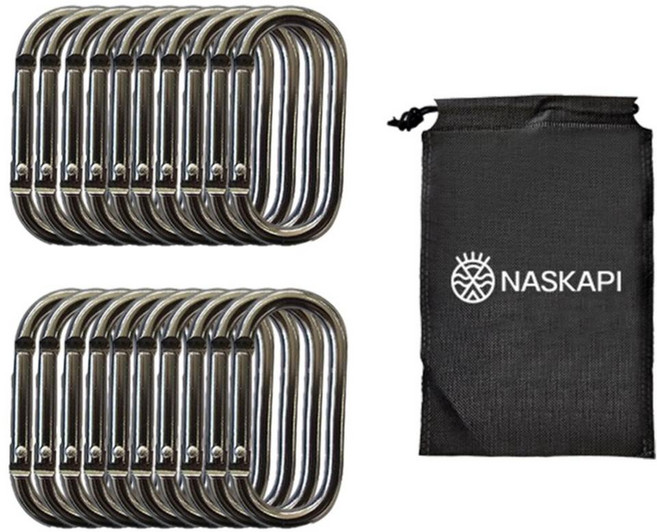 NASKAPI 鋁合金登山扣, 20個, 深灰色