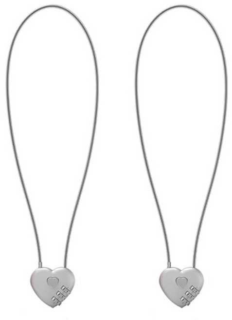 트래블큐브 하트 스테인레스 코팅 롱케이블 3다이얼 자물쇠 그레이 50cm, 2개