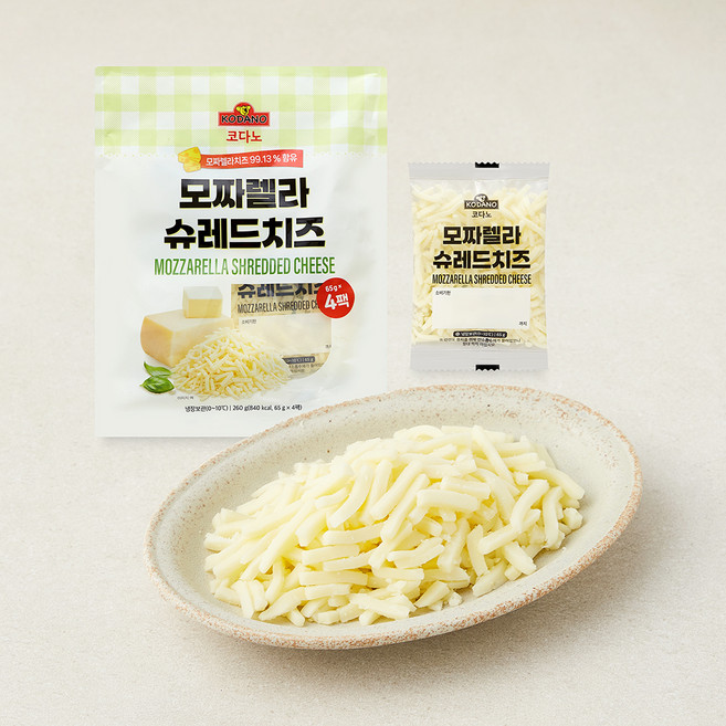 코다노 모짜렐라 슈레드치즈, 65g, 1개, 4개입