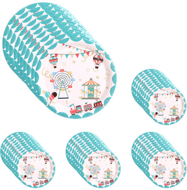 파티해 생일 파티접시 놀이동산 18cm, 10개, 5세트