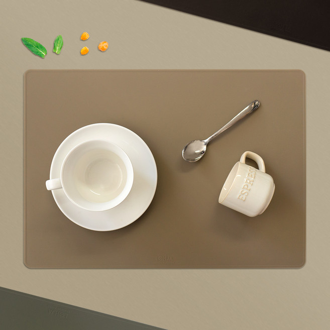 로흐야 국산 스퀘어 실리콘 식탁매트 2P세트, 피넛 커피, L