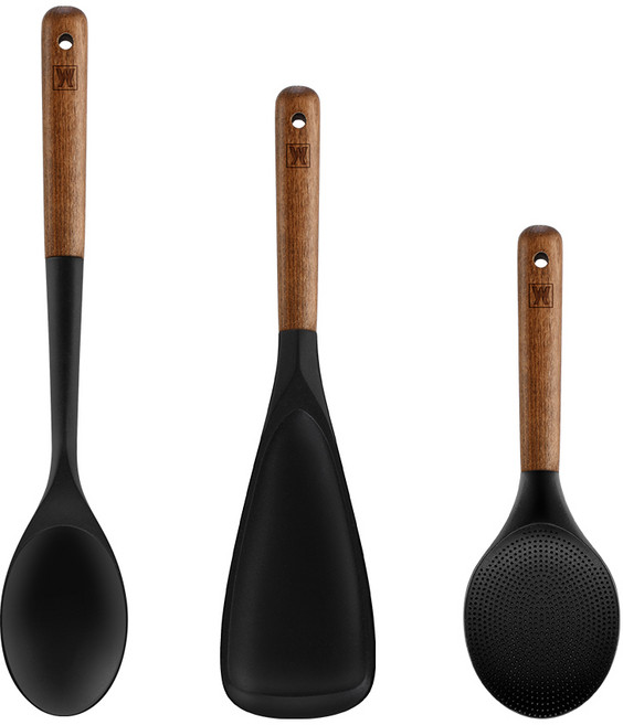 바겐슈타이거 플렉시벨 플래티넘 실리콘 3종, 볶음스푼 + 멀티스푼 + 주걱, 블랙, 1세트