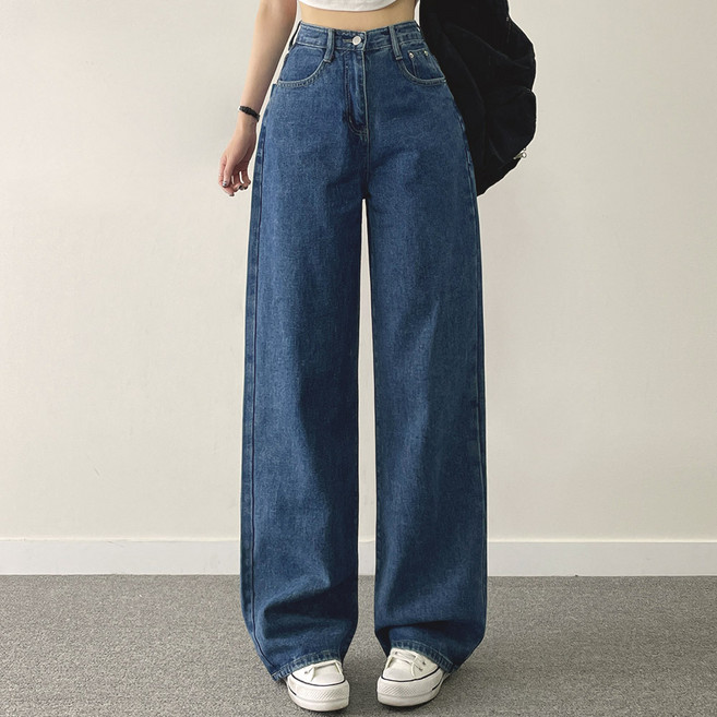 위드후이린 여성용 숏/기본/롱 3단기장 컴포터블 일자 와이드 데님 팬츠
