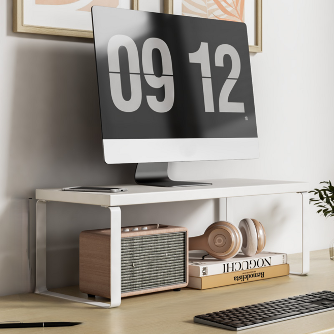 디노 튼튼하고 실용적인 모니터 받침대 40 x 20 x 16.5 cm, 화이트보드 + 화이트프레임5